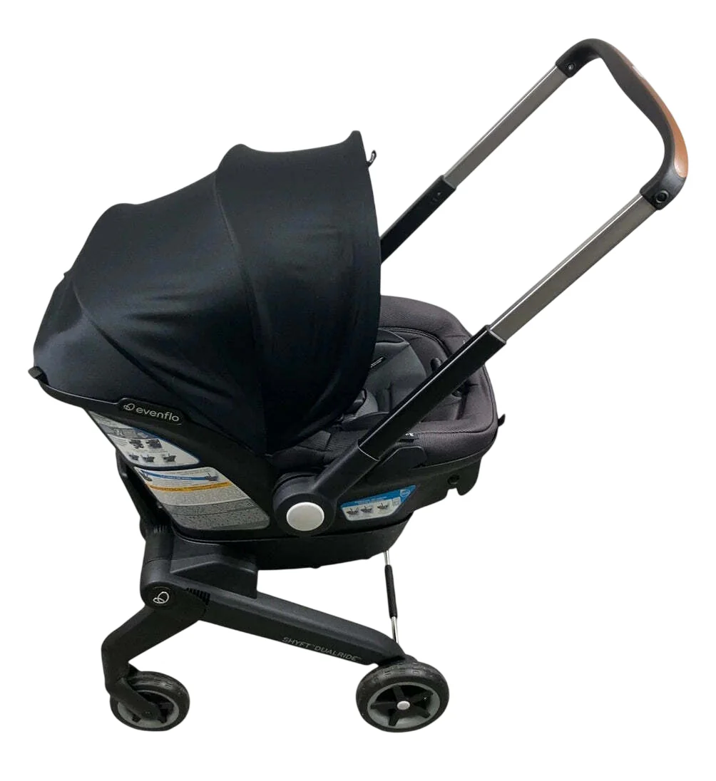 Evenflo Shyft Dual Ride Infant Car Seat Stroller Combo, 2024, Boone Gray, with Carryall Storage - Image 2
