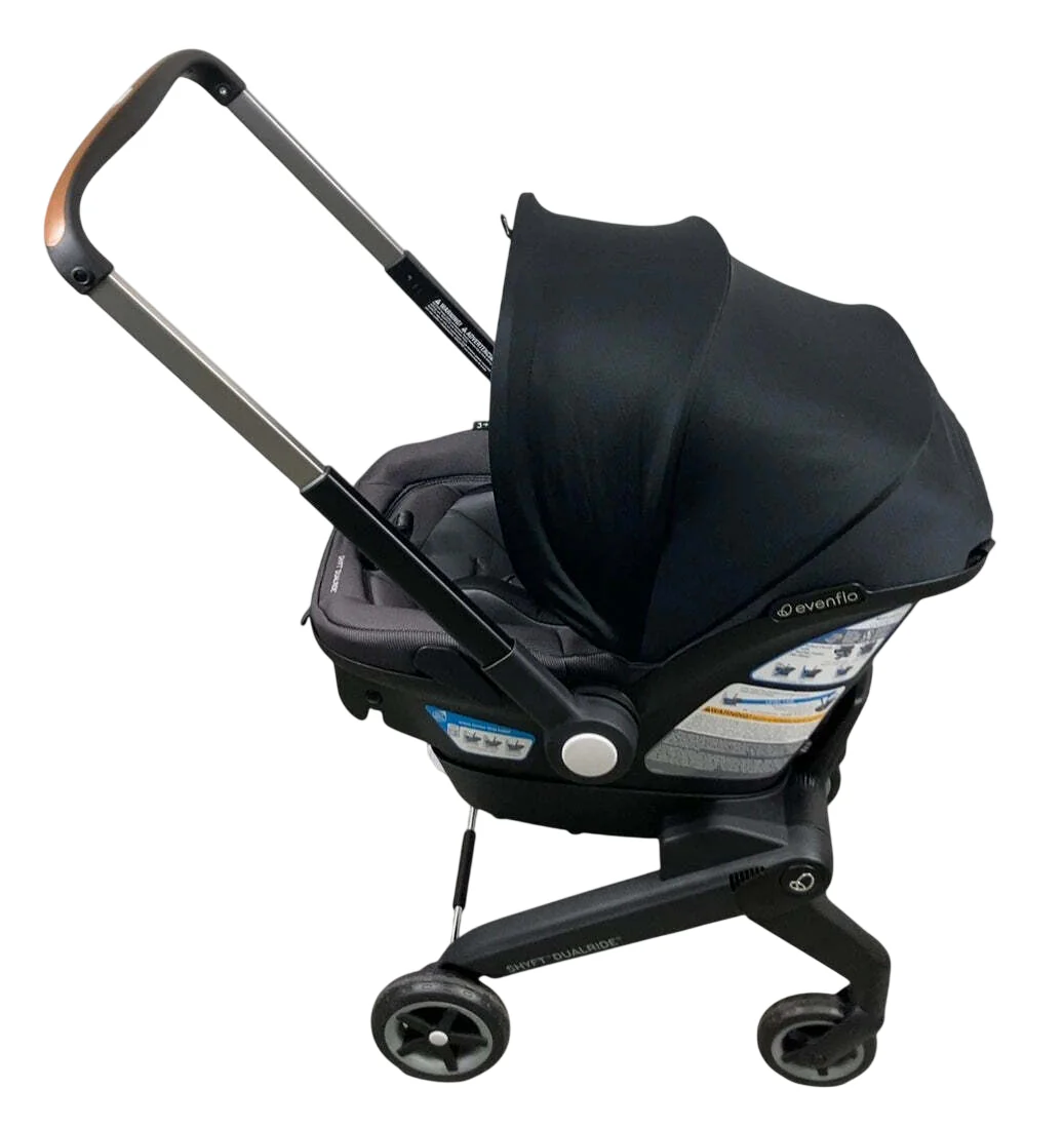 Evenflo Shyft Dual Ride Infant Car Seat Stroller Combo, 2024, Boone Gray, with Carryall Storage - Image 3
