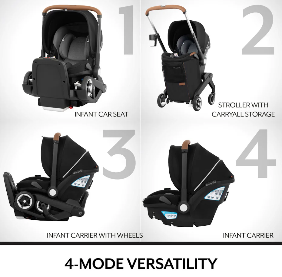 Evenflo Shyft Dual Ride Infant Car Seat Stroller Combo, 2025, Jasper, with Carryall Storage and Green & Gentle Fabric - Image 3