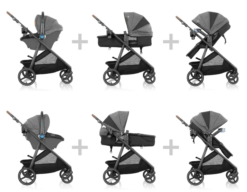 Evenflo Shyft Intuiti+ Travel System with Revolve180 LiteMax NXT Rotational Infant Car Seat, 2025, Angler Tweed, Plus w/ Sensory Soothe - Image 2