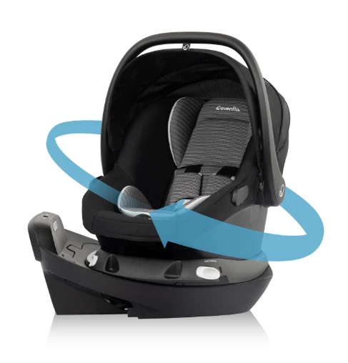 Evenflo Shyft Intuiti Travel System with Revolve180 LiteMax NXT Rotational Infant Car Seat, 2025, Fossil Gray, Base Model