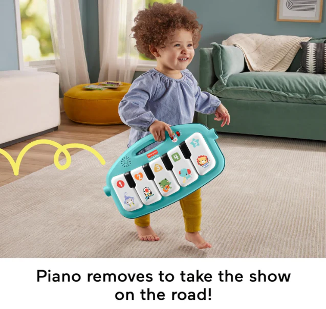 Fisher Price Glow And Grow Kick And Play Piano Activity Mat, New Blue - Image 4