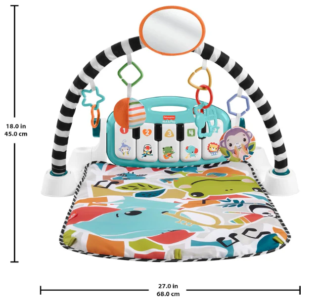 Fisher Price Glow And Grow Kick And Play Piano Activity Mat, New Blue - Image 5