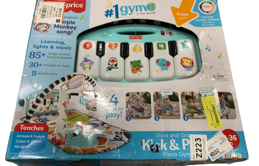 Fisher Price Glow And Grow Kick And Play Piano Activity Mat, New Blue - Image 2