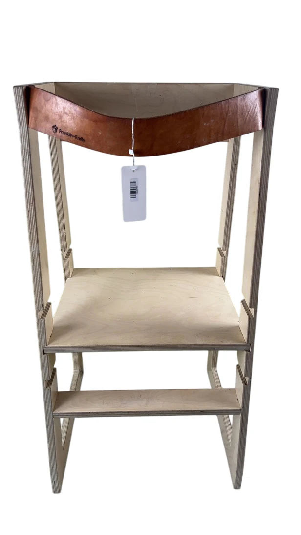 Franklin + Emily Wooden Toddler Tower, Birch/Leather