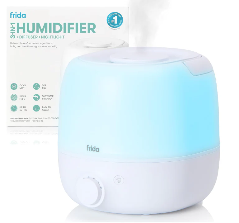 FridaBaby 3-in-1 Humidifier With Diffuser And Nightlight, Updated Model, White