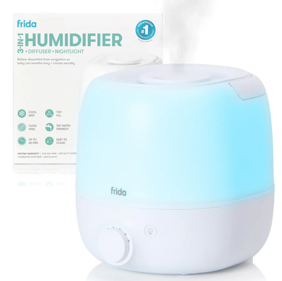 FridaBaby 3-in-1 Humidifier With Diffuser And Nightlight, Updated Model, White