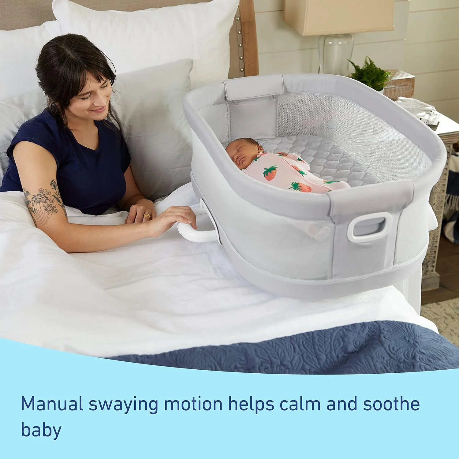 Graco DreamMore Bedside Bassinet Deluxe With Calming Motion, Skyler - Image 3