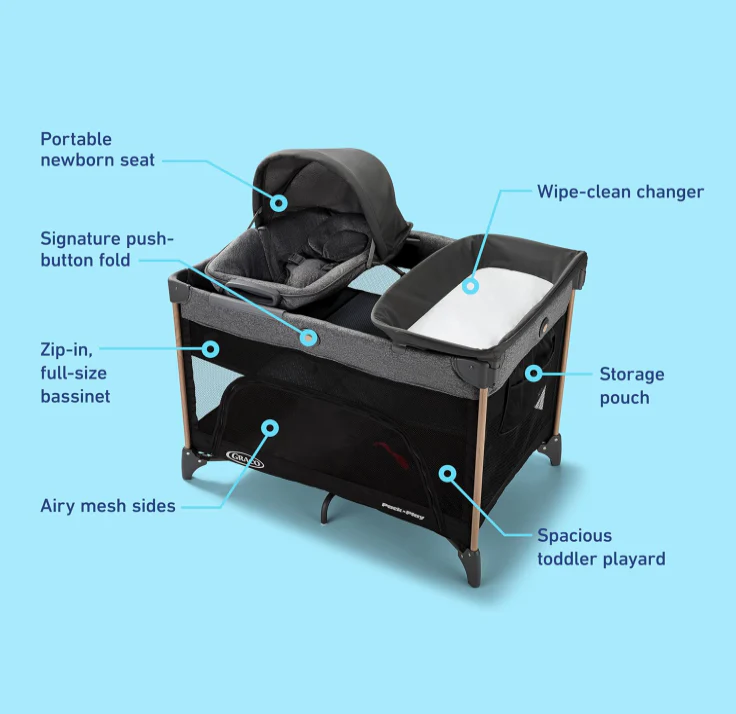 Graco Pack 'n Play Close2Baby Bassinet Playard, Milan - Image 3