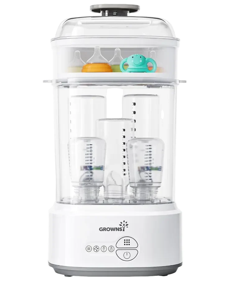 Grownsy Bottle Sterilizer and Dryer, White/Grey