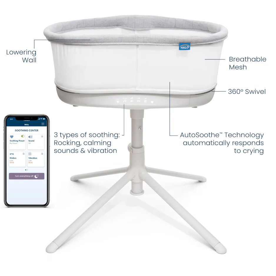 Halo BassiNest Connected Swivel Sleeper 3.0, Warm Grey - Image 2