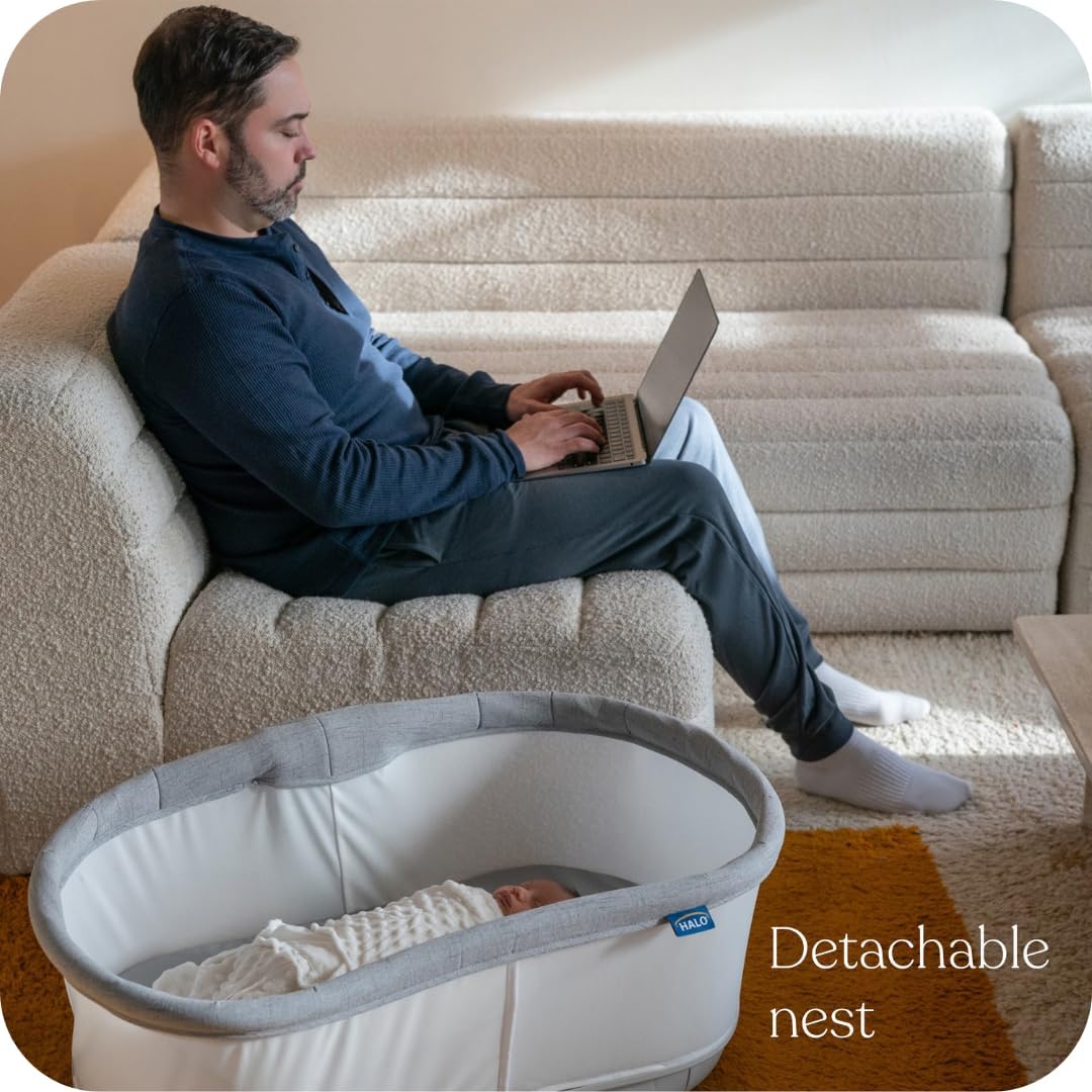 Halo BassiNest Connected Swivel Sleeper 3.0, White/Grey - Image 4