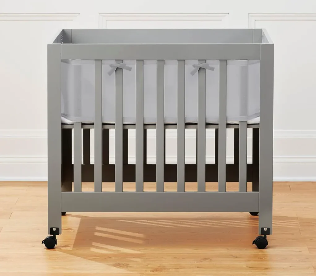 Halo BreathableBaby Mini Crib Breathable Mesh Liner, Classic, Grey - Image 2
