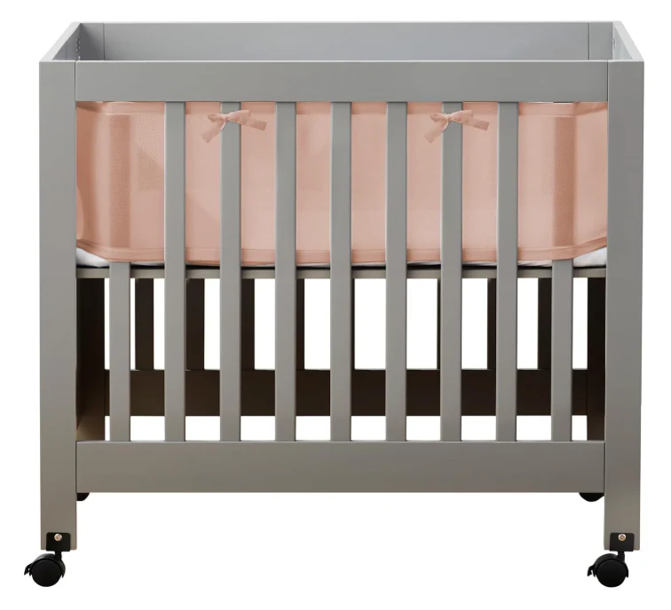 Halo BreathableBaby Mini Crib Breathable Mesh Liner, Deluxe, Shell Pink