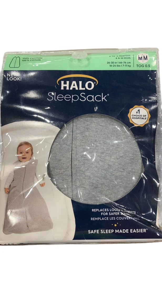Halo Cotton Sleepsack, Heather grey, Medium