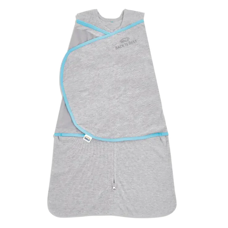 Halo Ideal Temp Swaddle, Grey/Aqua, Large