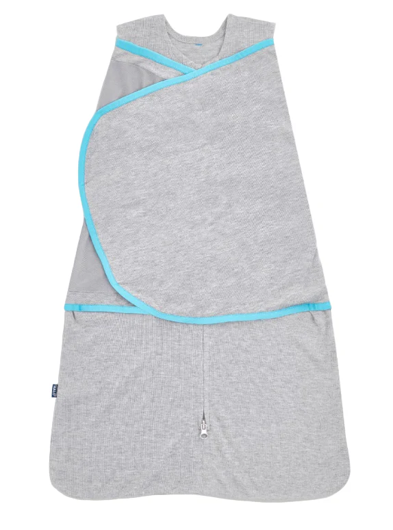 Halo Ideal Temp Swaddle, Grey/Aqua, Small