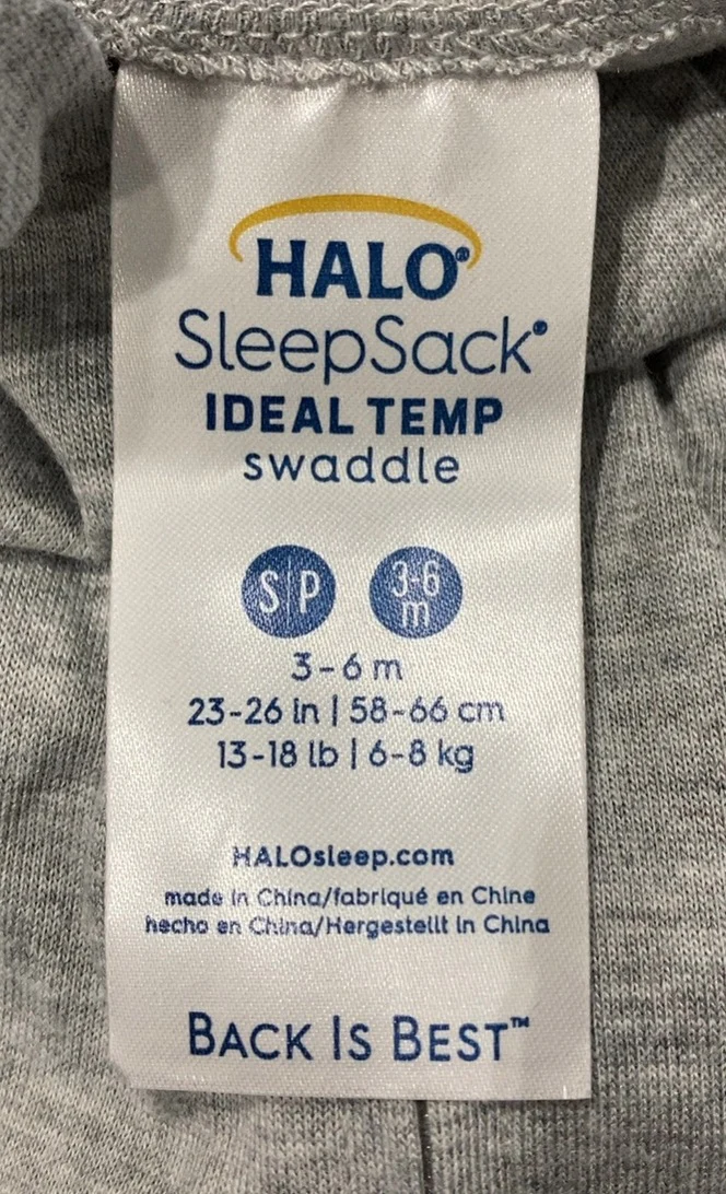 Halo Ideal Temp Swaddle, Small, Grey/Aqua - Image 4