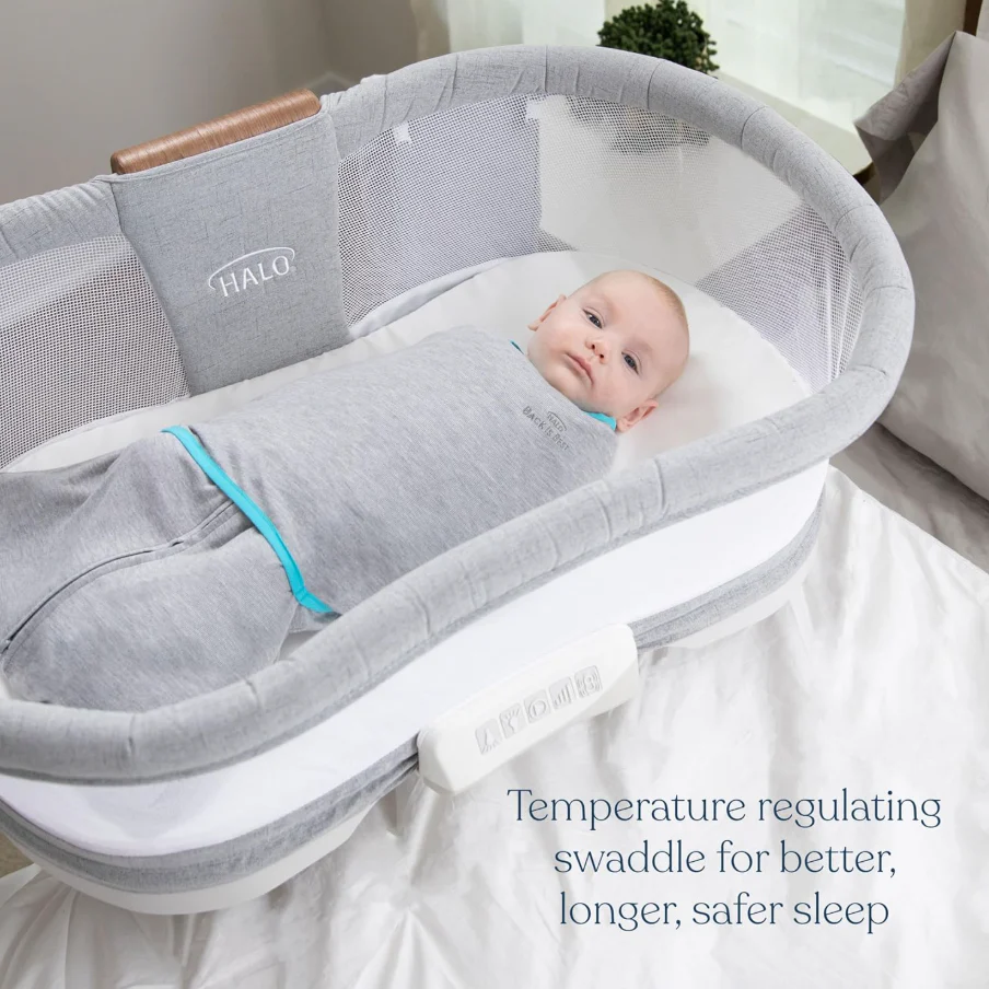 Halo IdealTemp SleepSack Swaddle, Heather Grey/Aqua, Newborn - Image 3