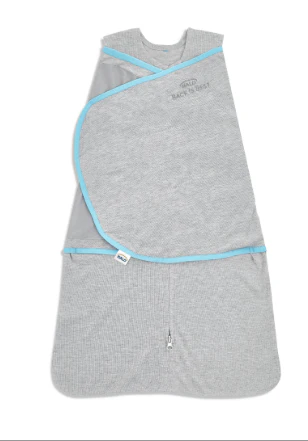 Halo IdealTemp SleepSack Swaddle, Small 3-6 Months, Heather Grey/Aqua