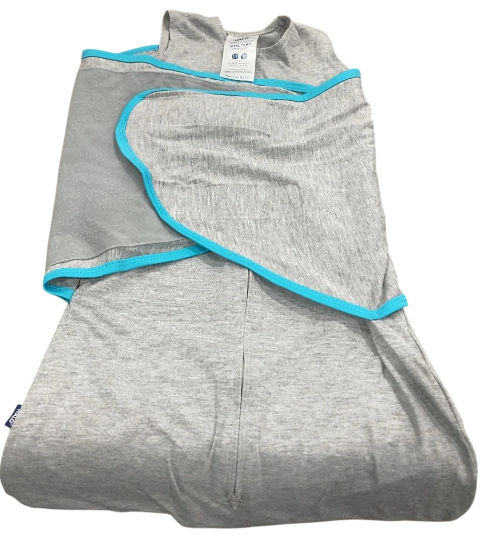 Halo IdealTemp SleepSack Swaddle, Small 3-6 Months, Heather Grey/Aqua - Image 2