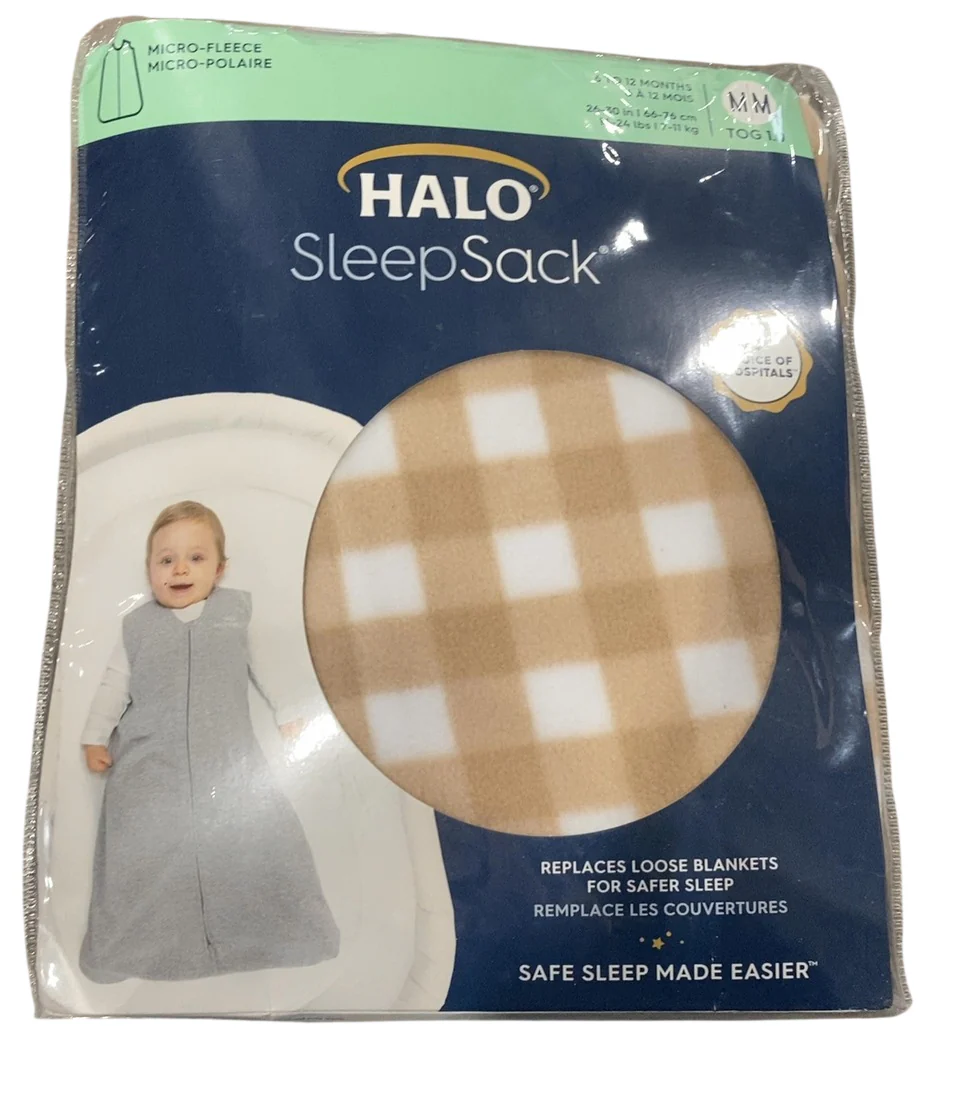 Halo Micro-Fleece SleepSack, Medium, Gingham Tan
