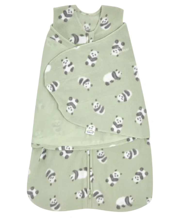 Halo Micro-Fleece Swaddle, Newborn, Cozy Pandas