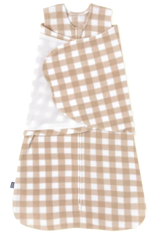 Halo Micro-Fleece Swaddle, Small, Gingham Tan