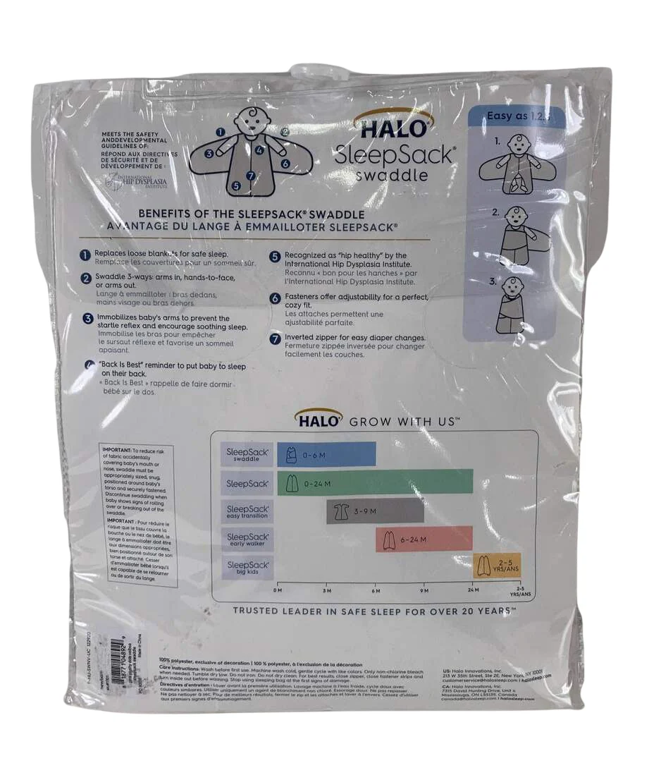 Halo Micro-Fleece Swaddle, Small, Grey Stars - Image 2