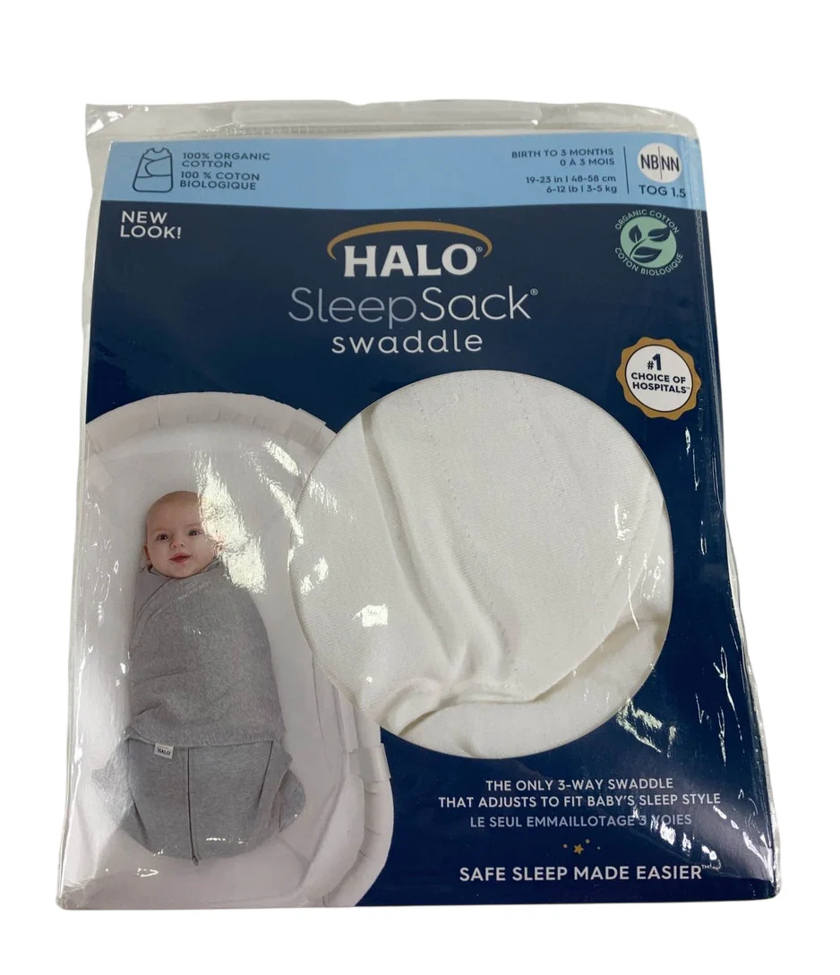 Halo Organic Cotton SleepSack Swaddle, Cream, Newborn - Image 2