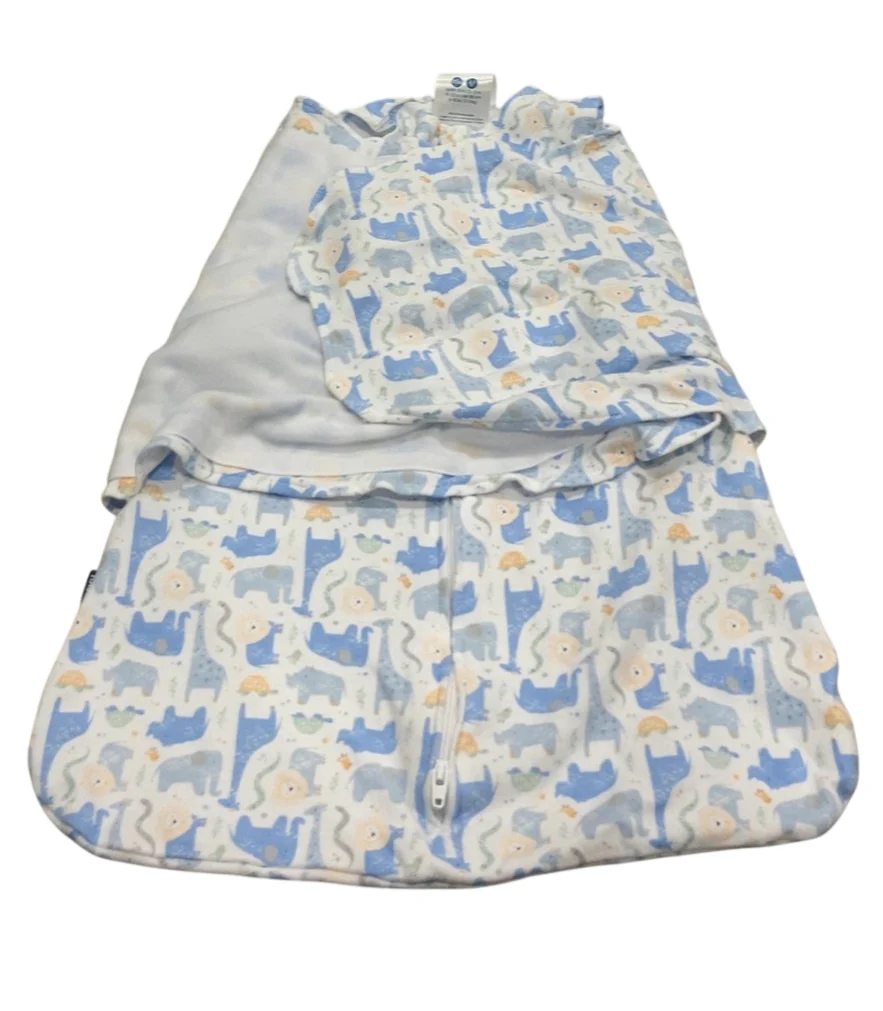 Halo SleepSack Swaddle, Blue Safari Animals, Newborn