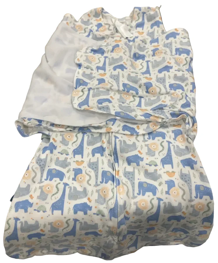 Halo SleepSack Swaddle, Blue Safari Animals, Small - Image 2