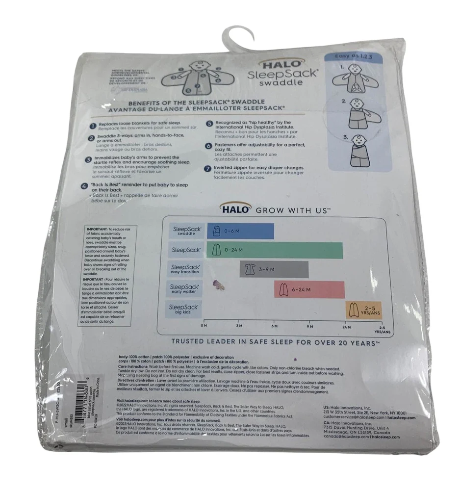 Halo SleepSack Swaddle, Blue Safari Animals, Small - Image 3