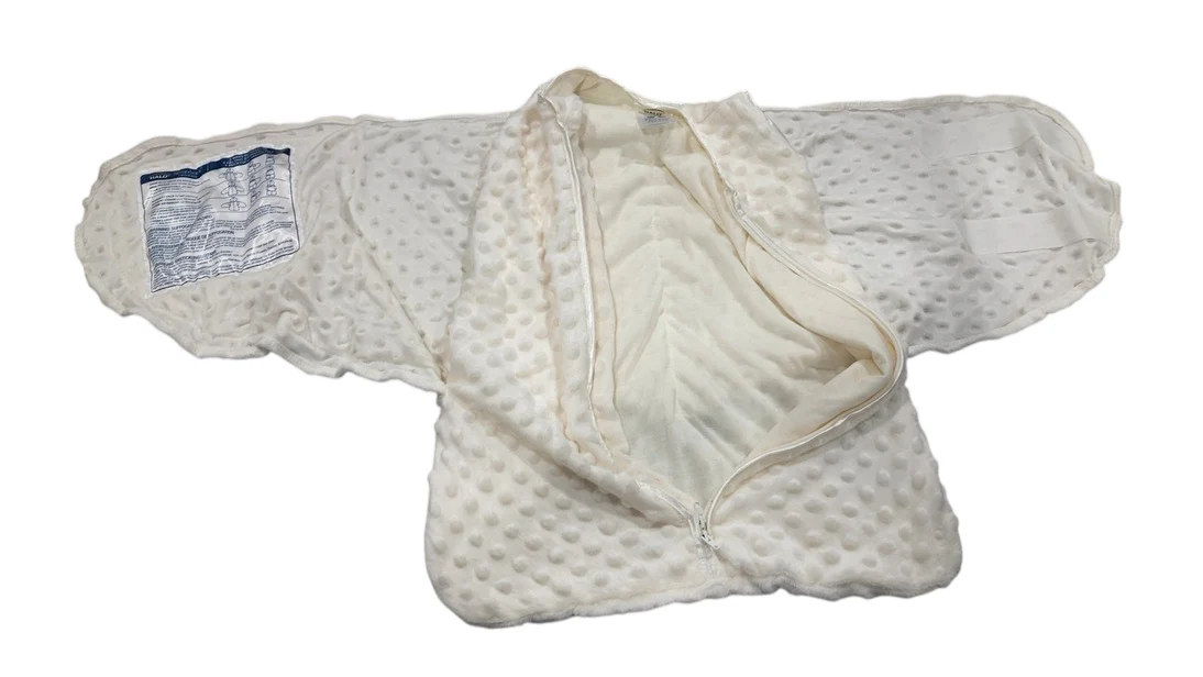 Halo SleepSack Swaddle, Cream Plushy Dots Velboa, Newborn - Image 3