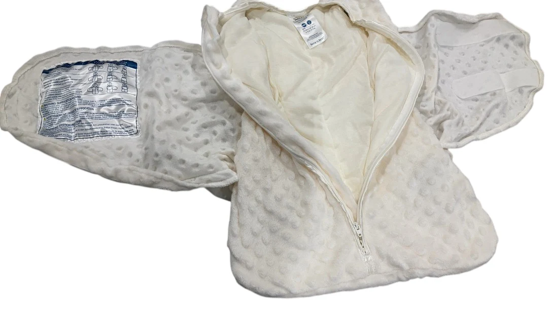 Halo SleepSack Swaddle, Cream Plushy Dots Velboa, Newborn - Image 3