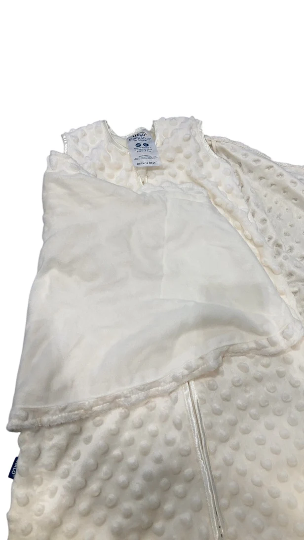 Halo SleepSack Swaddle, Cream Plushy Dots Velboa, Newborn - Image 3