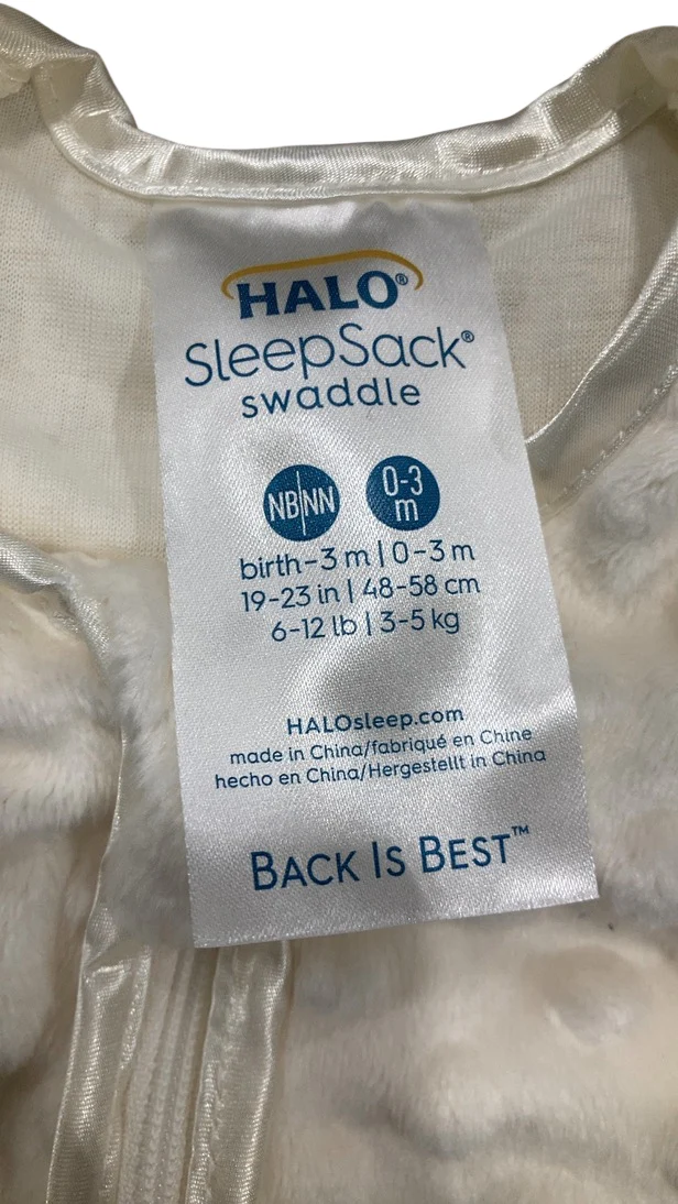 Halo SleepSack Swaddle, Cream Plushy Dots Velboa, Newborn - Image 4