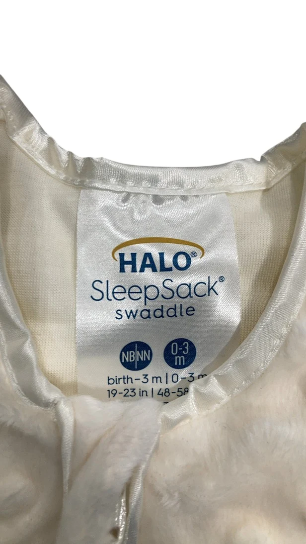 Halo SleepSack Swaddle, Cream Plushy Dots Velboa, Newborn - Image 3