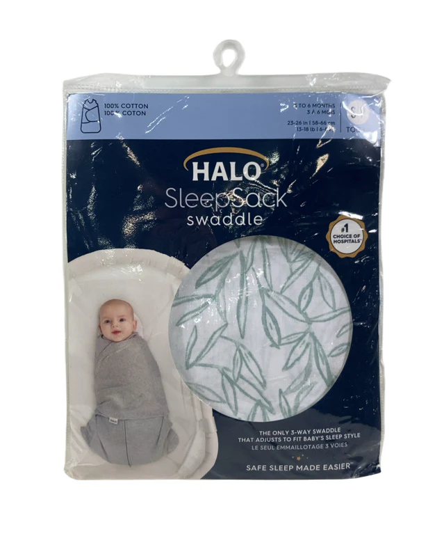 Halo SleepSack Swaddle, Green Leaves, Small - Image 4