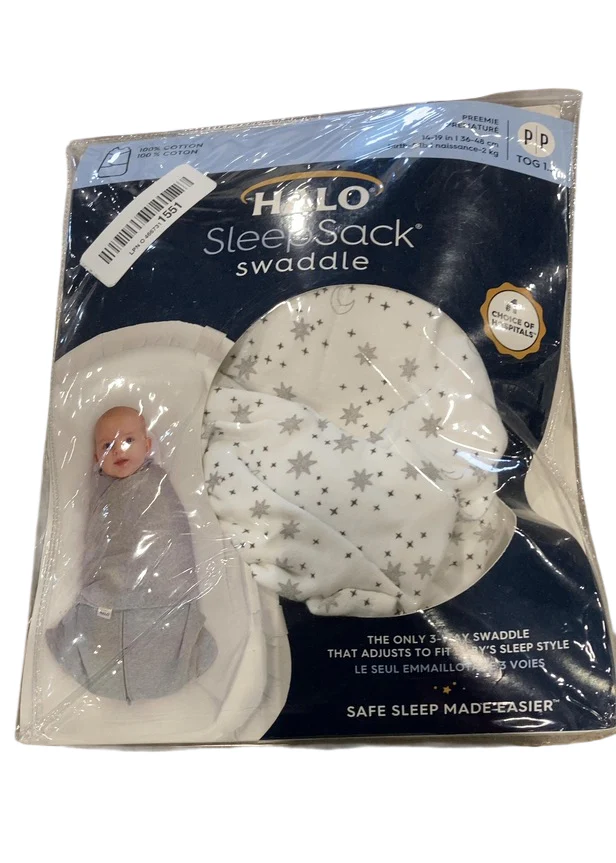 Halo SleepSack Swaddle, Midnight Moons Gray, Preemie - Image 3