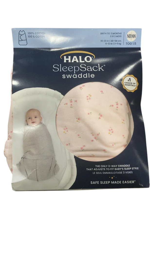Halo SleepSack Swaddle, Newborn, Pink Floral - Image 2
