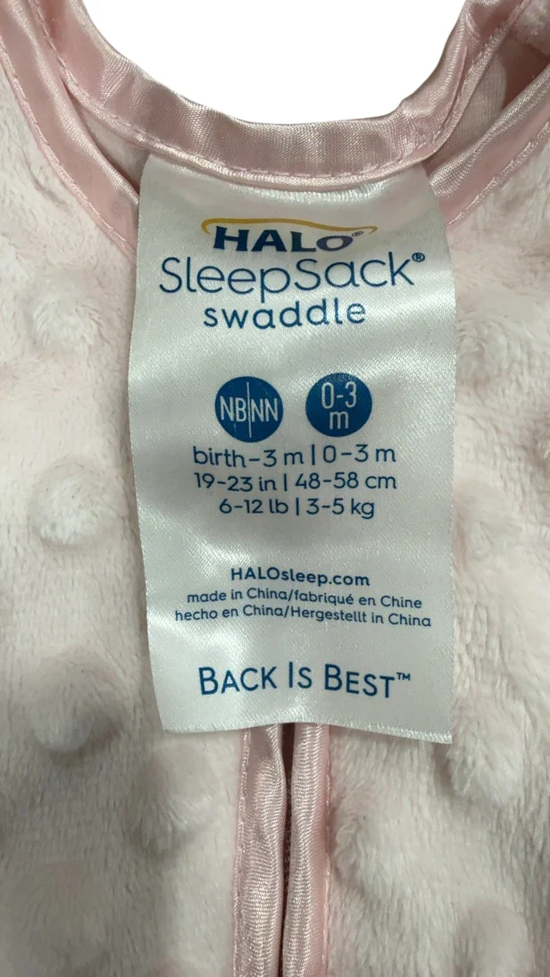 Halo SleepSack Swaddle, Newborn, Pink Plushy Dot - Image 4