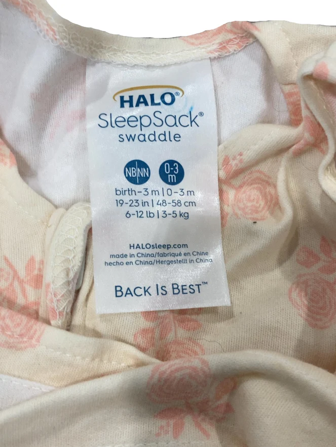 Halo SleepSack Swaddle, Newborn, Watercolor Rose Toss Blush - Image 4