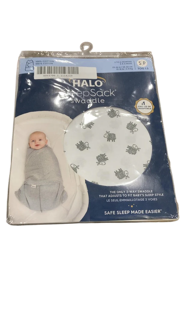 Halo SleepSack Swaddle, Newborn, White Lamb Scribble - Image 4