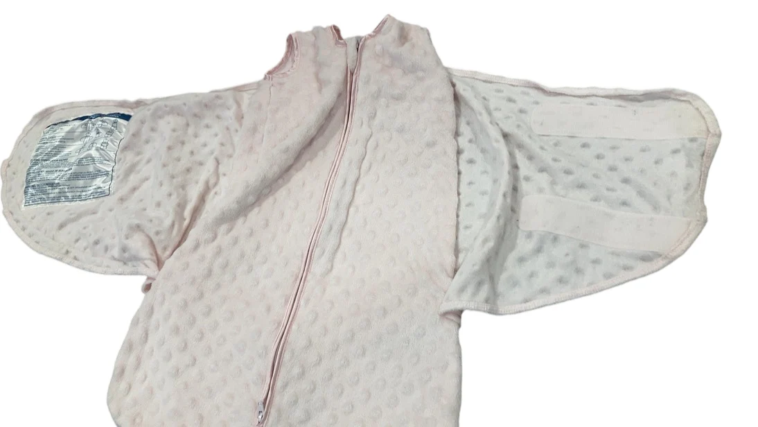 Halo SleepSack Swaddle, Plushy Dot Velboa Pink, Small - Image 2