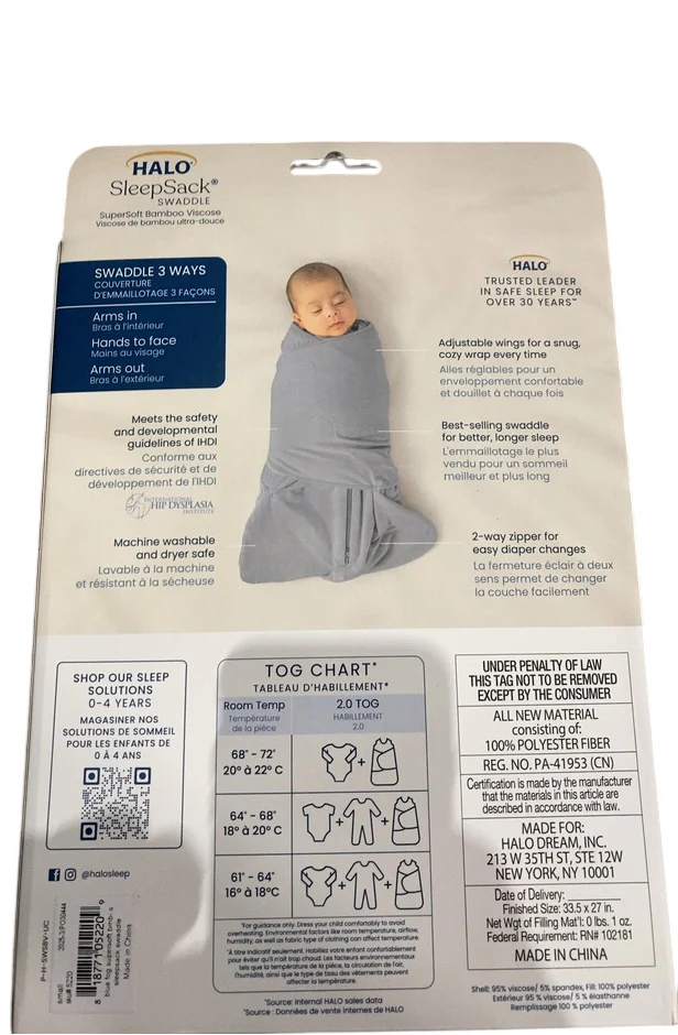 Halo SleepSack Swaddle, Small, Baby Blue - Image 3