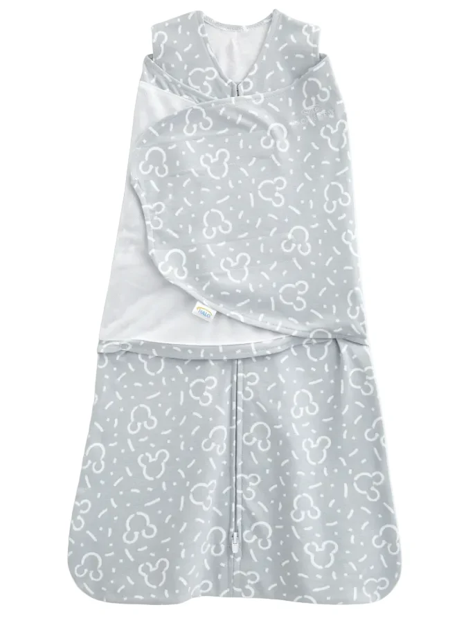 Halo SleepSack Swaddle, Small, Confetti Mickey Gray