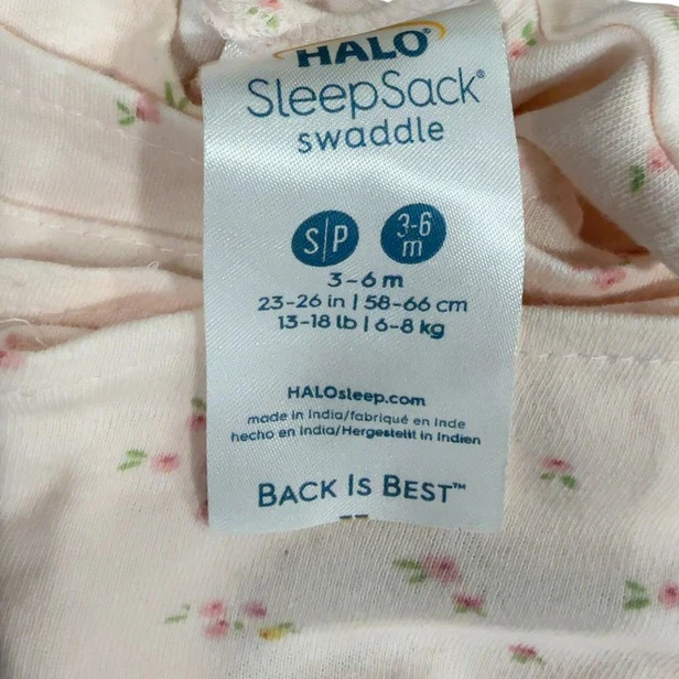 Halo SleepSack Swaddle, Small, Pink Floral - Image 3