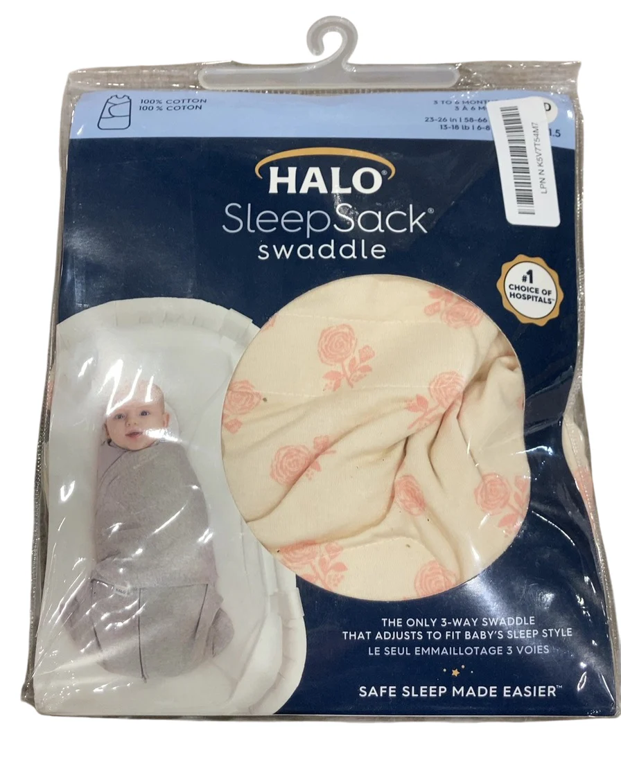 Halo SleepSack Swaddle, Small, Watercolor Rose Toss Blush - Image 2
