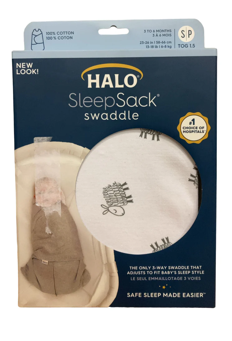 Halo SleepSack Swaddle, Small, White Lamb Scribble - Image 3